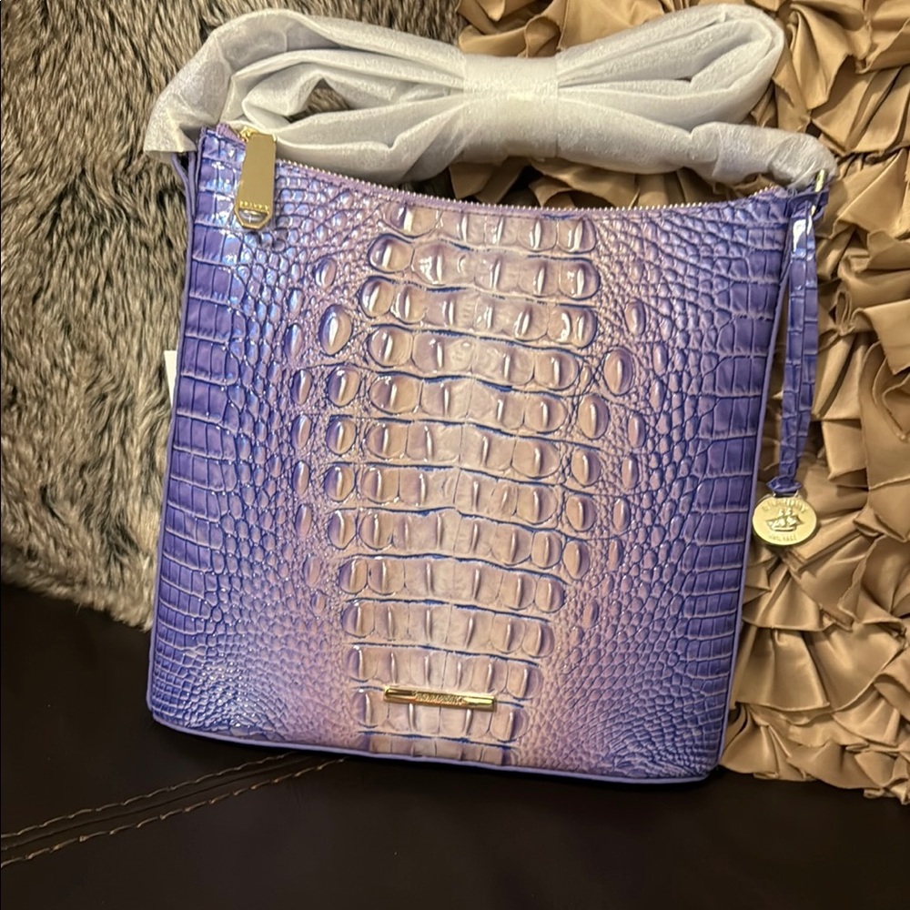 NWT Brahmin Very Peri Ombré Melbourne Katie Crocodile Embossed Women's Bag